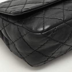 Pre Owned حقيبة كتف شانيل جيب منفصل CC جلد أسود مبطن بغرز برية