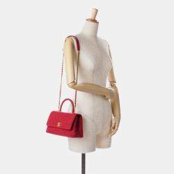 Chanel Red Small Chevron Jersey Coco Top Handle Satchel