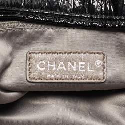 Pre Owned Chanel Black Patent Leather Large Luxe Ligne Bowler Bag