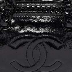 Pre Owned Chanel Black Patent Leather Large Luxe Ligne Bowler Bag