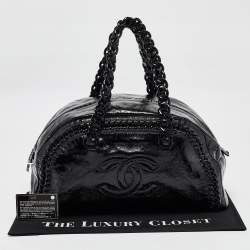 Pre Owned Chanel Black Patent Leather Large Luxe Ligne Bowler Bag