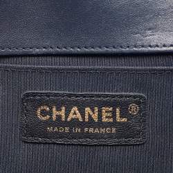 Chanel Navy Blue Quilted Leather Medium Boy Flap Bag