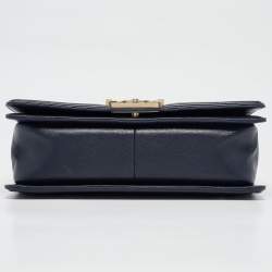Chanel Navy Blue Quilted Leather Medium Boy Flap Bag
