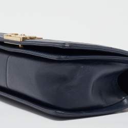 Chanel Navy Blue Quilted Leather Medium Boy Flap Bag