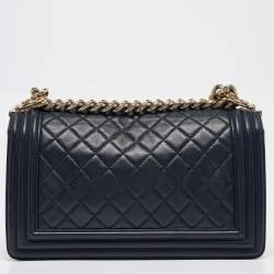 Chanel Navy Blue Quilted Leather Medium Boy Flap Bag