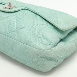 Pre Owned Chanel Turquoise Python Leather Ultimate Stitch Flap bag