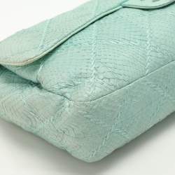 Pre Owned Chanel Turquoise Python Leather Ultimate Stitch Flap bag