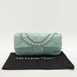 Pre Owned Chanel Turquoise Python Leather Ultimate Stitch Flap bag