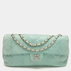 Pre Owned Chanel Turquoise Python Leather Ultimate Stitch Flap bag