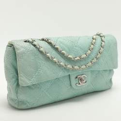 Pre Owned Chanel Turquoise Python Leather Ultimate Stitch Flap bag