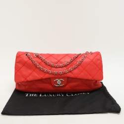 Pre Owned Chanel Red Quilted Leather Large Ultimate Stitch Flap Bag