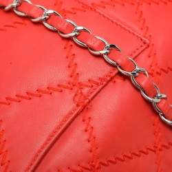 Pre Owned Chanel Red Quilted Leather Large Ultimate Stitch Flap Bag