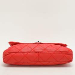Pre Owned Chanel Red Quilted Leather Large Ultimate Stitch Flap Bag