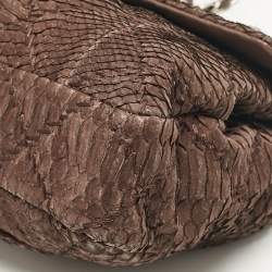 Pre Owned Chanel Dark Brown Python Ultimate Stitch Flap Bag