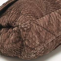 Pre Owned Chanel Dark Brown Python Ultimate Stitch Flap Bag