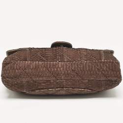 Pre Owned Chanel Dark Brown Python Ultimate Stitch Flap Bag