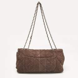 Pre Owned Chanel Dark Brown Python Ultimate Stitch Flap Bag