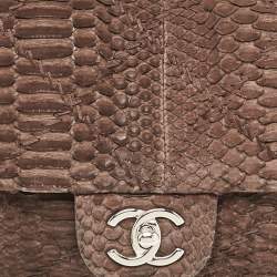 Pre Owned Chanel Dark Brown Python Ultimate Stitch Flap Bag