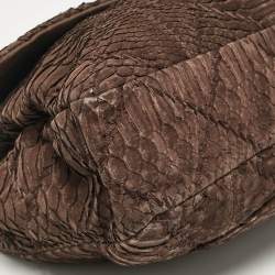 Pre Owned Chanel Dark Brown Python Ultimate Stitch Flap Bag