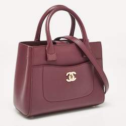 Pre Owned Chanel Burgundy Leather Mini Neo Executive Shopping Tote