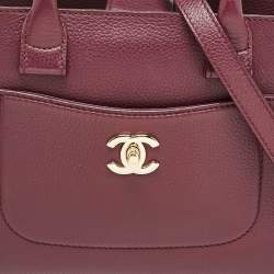 Pre Owned Chanel Burgundy Leather Mini Neo Executive Shopping Tote