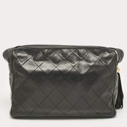 Pre Owned Chanel Black Quilted Leather CC Tassel Camera Crossbody Bag