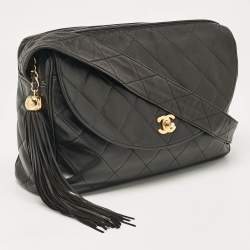 Pre Owned Chanel Black Quilted Leather CC Tassel Camera Crossbody Bag