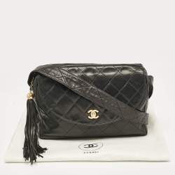 Pre Owned Chanel Black Quilted Leather CC Tassel Camera Crossbody Bag