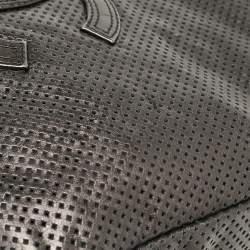 Pre Owned Chanel Metallic Grey Leather Perforated Rodeo Drive Hobo