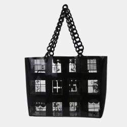 Chanel Black Vinyl Window Tote Handbag