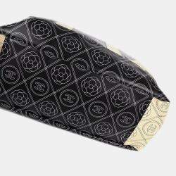 Chanel Black Printed Coated Canvas Logo Camellia Shopping Tote Bag