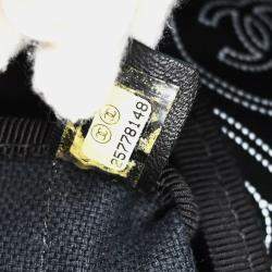 Chanel Black Printed Coated Canvas Logo Camellia Shopping Tote Bag