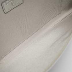 Pre Owned Chanel Silver Iridescent Embossed Leather CC Envelope Clutch