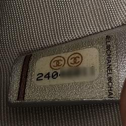 Pre Owned Chanel Silver Iridescent Embossed Leather CC Envelope Clutch