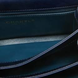 Pre Owned Chanel Navy Blue Quilted Leather Cosmopolite Straight Line Flap Bag