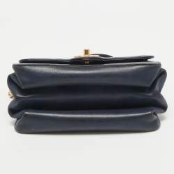 Pre Owned Chanel Navy Blue Quilted Leather Cosmopolite Straight Line Flap Bag