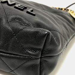 Pre Owned Chanel Black Caviar Skin Matelasse Chanel 22 Bag