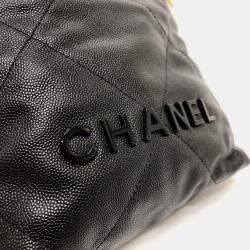 Pre Owned Chanel Black Caviar Skin Matelasse Chanel 22 Bag