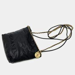 Pre Owned Chanel Black Caviar Skin Matelasse Chanel 22 Bag