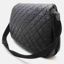 Pre Owned Chanel Quilted Nylon Leather Black Coco Cocoon Shoulder Bag