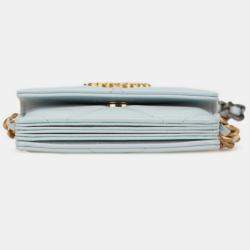 مملوكة مسبقًا Chanel Light Blue Lambskin Matelasse 19 Coco Mark Chain Wallet