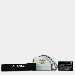 مملوكة مسبقًا Chanel Light Blue Lambskin Matelasse 19 Coco Mark Chain Wallet