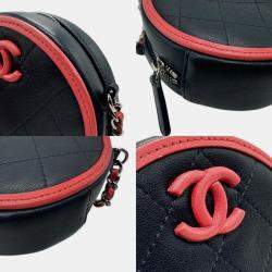 Pre Owned Chanel Leather Navy x Pink Shoulder Bag