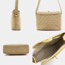 Pre Owned Chanel Beige Gold Raffia Shoulder Bag