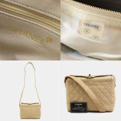 Pre Owned Chanel Beige Gold Raffia Shoulder Bag