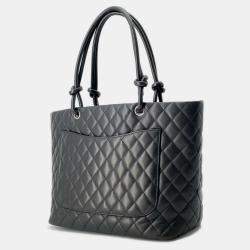 Chanel Leather Patent Black Cambon Line Large Coco Mark Tote Bag