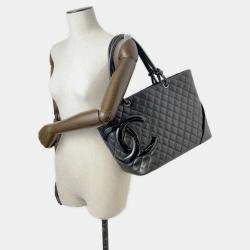 Chanel Leather Patent Black Cambon Line Large Coco Mark Tote Bag