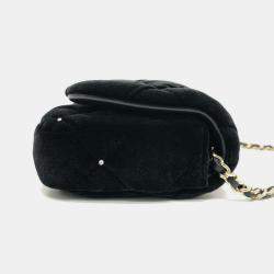 Chanel Black Velour Matelasse Rhinestone Chain Shoulder Bag