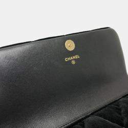 Chanel Black Velour Matelasse Rhinestone Chain Shoulder Bag