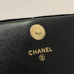 Chanel Black Velour Matelasse Rhinestone Chain Shoulder Bag